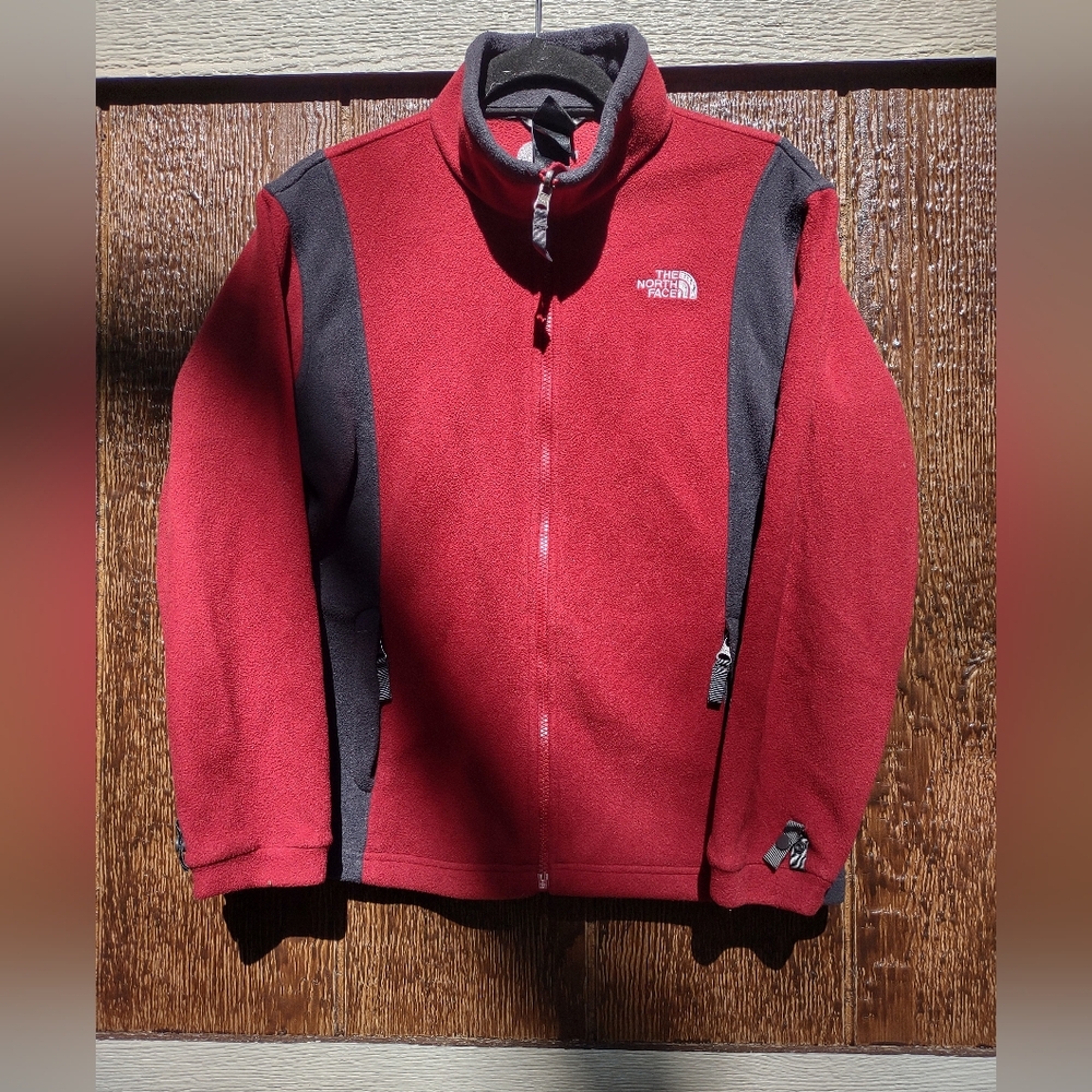 The North Face Red Gray Fleece Full-Zip Jacket Mens L